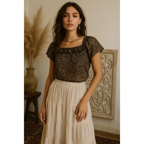 Anthropologie Edmé & Esyllte Floral Blouse Romanticcore Style 28275215 Size 0 - Picture 1 of 12